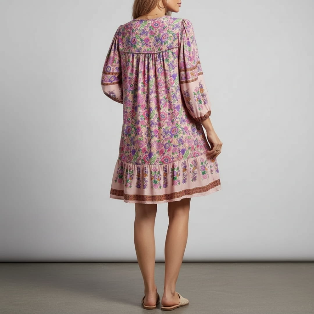 Aveline Boho Summer Dress – Flowy Cotton Blend Mini Dress