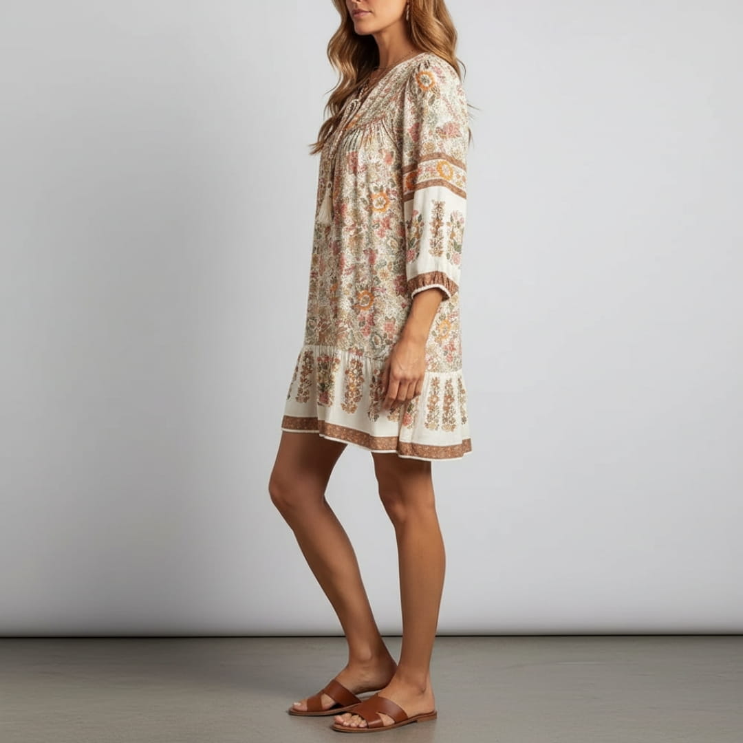 Aveline Boho Summer Dress – Flowy Cotton Blend Mini Dress