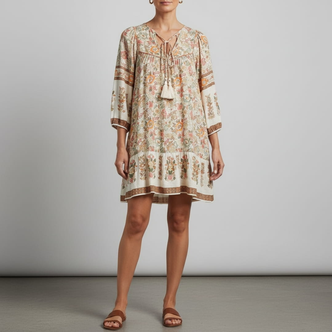 Aveline Boho Summer Dress – Flowy Cotton Blend Mini Dress