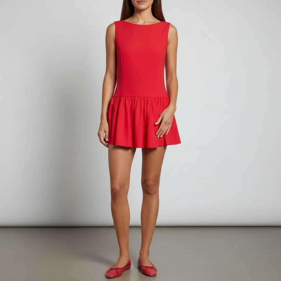 Ivygay Pleated Mini Dress – Lightweight Cotton Blend Flared Skirt