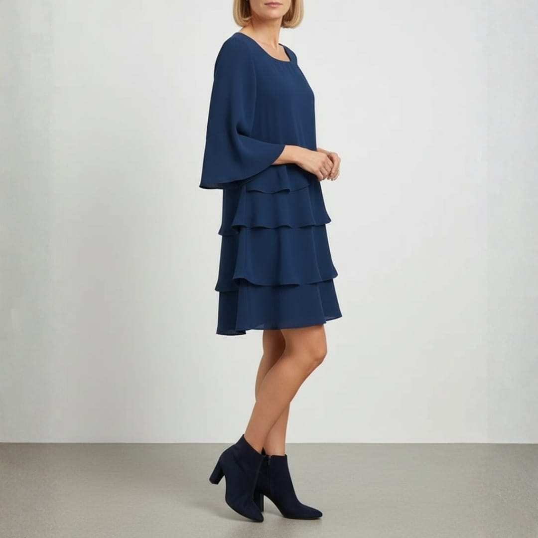 Elira Soft Touch Ruffle Mini Dress – Square Neck Ruffle Occasion Dress