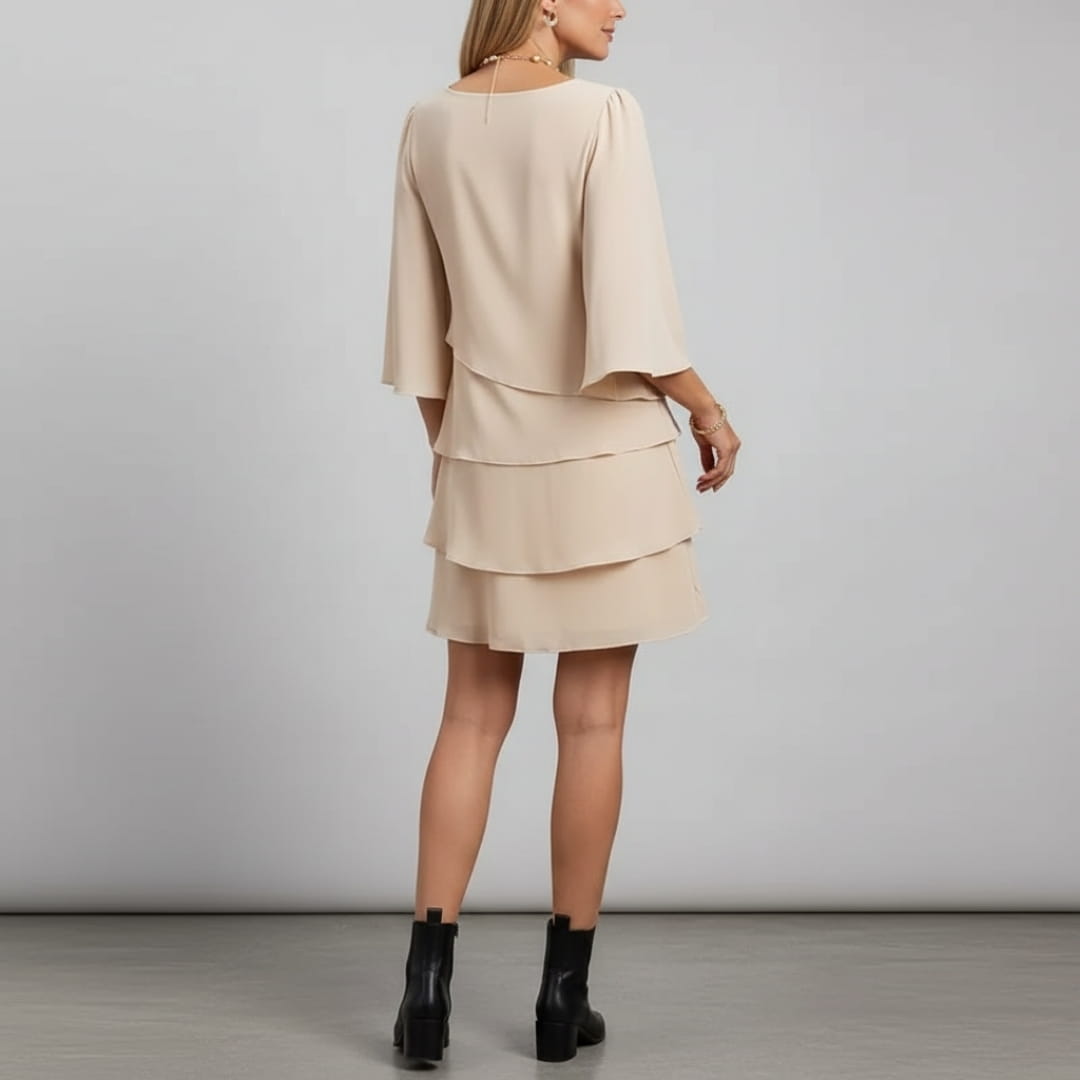 Elira Soft Touch Ruffle Mini Dress – Square Neck Ruffle Occasion Dress
