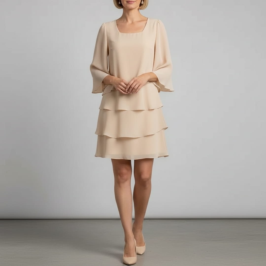 Elira Soft Touch Ruffle Mini Dress – Square Neck Ruffle Occasion Dress