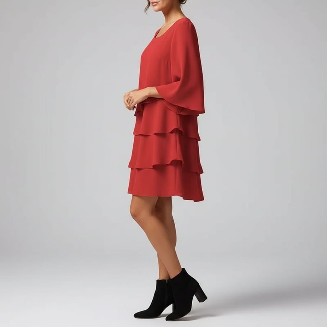 Elira Soft Touch Ruffle Mini Dress – Square Neck Ruffle Occasion Dress