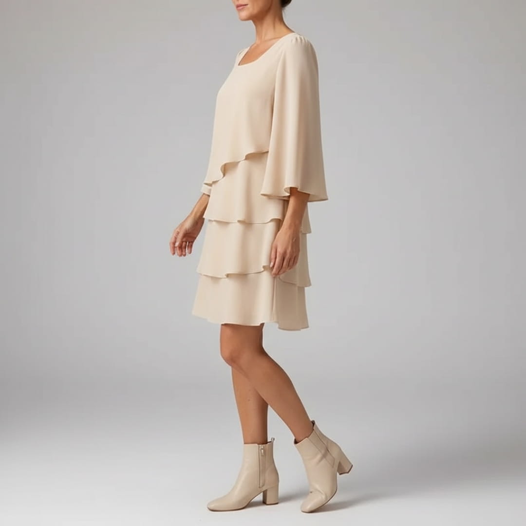Elira Soft Touch Ruffle Mini Dress – Square Neck Ruffle Occasion Dress