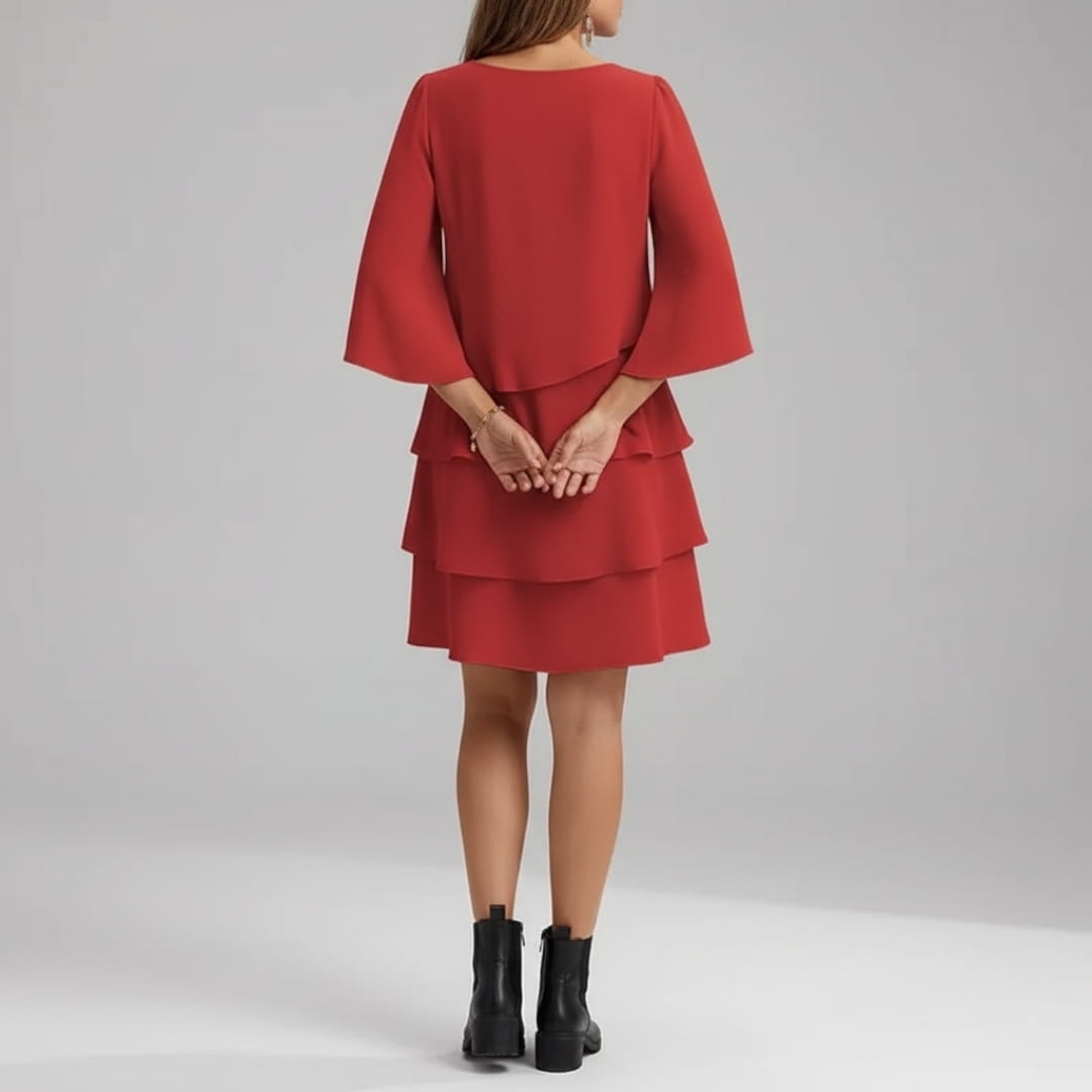 Elira Soft Touch Ruffle Mini Dress – Square Neck Ruffle Occasion Dress